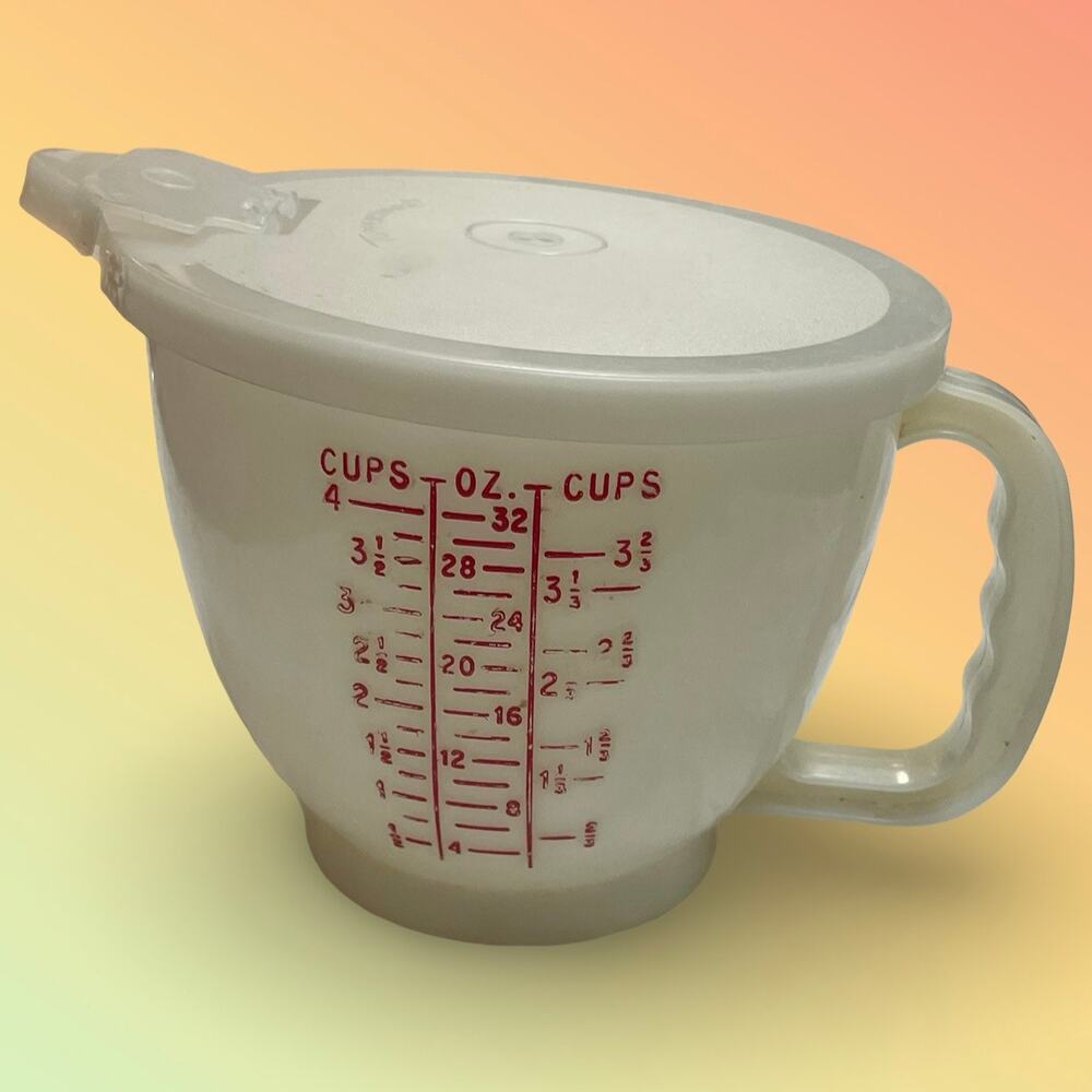 Tupperware 4 Cup Measuring Pitcher Red Lettering Mix N Stor 1288 Lid 1289 VTG